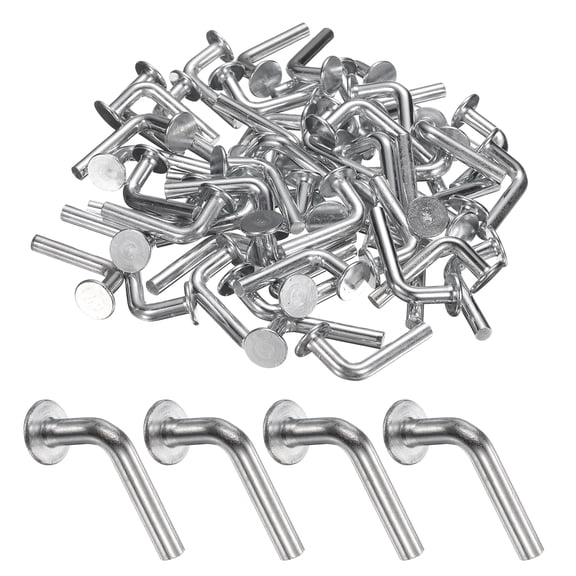 Uxcell 50 Pack Pallet Rack Drop Pin, 0.98 x 0.19 Inch Pallet Rack Safety Bolt Round Head J Bolt Universal Pins for Warehouse Racks and Shelving Units