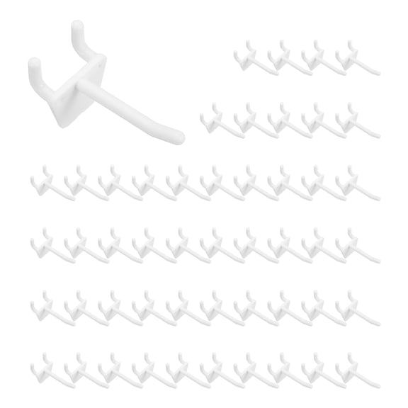 Uxcell 50 Pack Pegboard Hooks, 2 Inch Durable Plastic Pegboard Display Hooks Peg Board Organizer Accessories for Garage Craft Organization Wall Shop Gridwall Jewelry, White