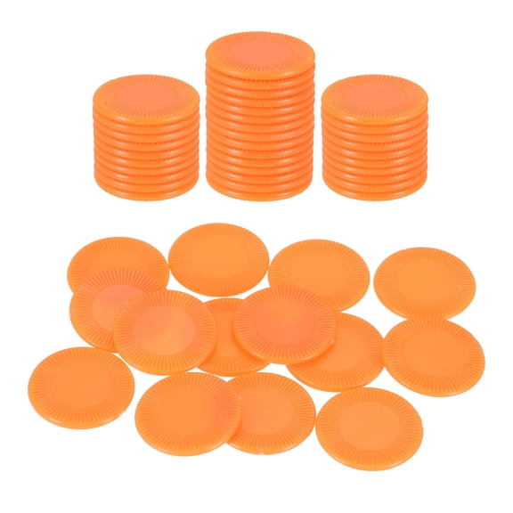 Uxcell 50 Pack Plastic Poker Chips, 22mm Mini Bingo Chips Learning Counters Counting Counters Disks Markers Opaque Game Tokens for Game Play Math Counting, Orange, Pattern