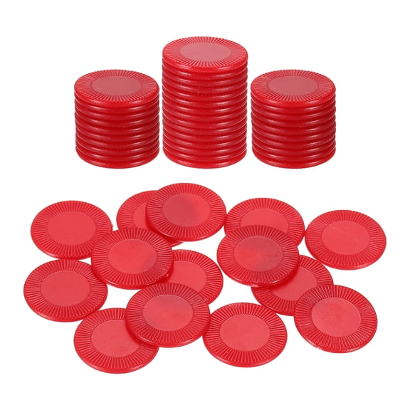 Uxcell 50 Pack Plastic Poker Chips, 22mm Mini Bingo Chips Learning Counters Counting Counters Disks Markers Opaque Game Tokens for Game Play Math Counting, Red, Pattern