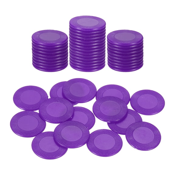 Uxcell 50 Pack Plastic Poker Chips, 22mm Mini Bingo Chips Learning Counters Counting Counters Disks Markers Opaque Game Tokens for Game Play Math Counting, Purple, Pattern