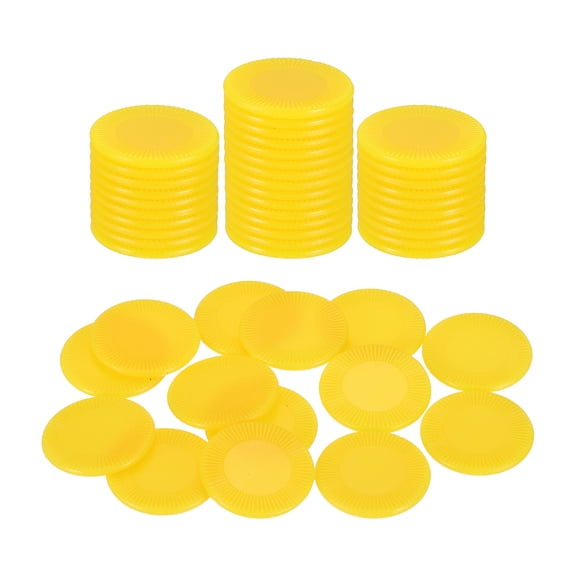 Uxcell 50 Pack Plastic Poker Chips, 22mm Mini Bingo Chips Learning Counters Counting Counters Disks Markers Opaque Game Tokens for Game Play Math Counting, Yellow, Pattern