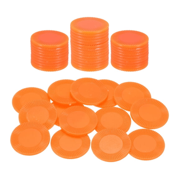 Uxcell 50 Pack Plastic Poker Chips, 25mm Mini Bingo Chips Learning Counters Counting Counters Disks Markers Opaque Game Tokens for Game Play Math Counting, Orange, Pattern
