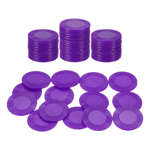 Uxcell 50 Pack Plastic Poker Chips, 25mm Mini Bingo Chips Learning Counters Counting Counters Disks Markers Opaque Game Tokens for Game Play Math Counting, Purple, Pattern