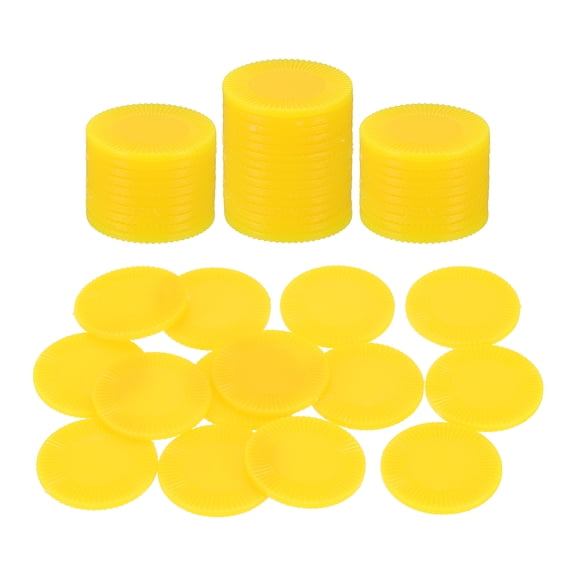 Uxcell 50 Pack Plastic Poker Chips, 25mm Mini Bingo Chips Learning Counters Counting Counters Disks Markers Opaque Game Tokens for Game Play Math Counting, Yellow, Pattern