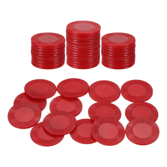 Uxcell 50 Pack Plastic Poker Chips, 25mm Mini Bingo Chips Learning Counters Counting Counters Disks Markers Opaque Game Tokens for Game Play Math Counting, Red, Pattern