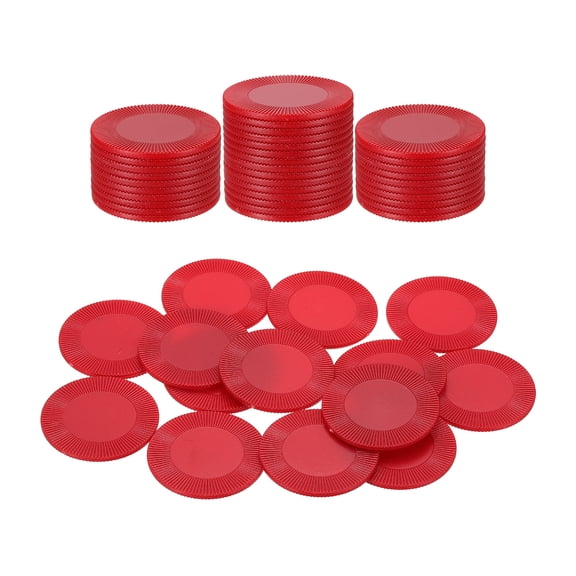 Uxcell 50 Pack Plastic Poker Chips, 38mm Mini Bingo Chips Learning Counters Counting Counters Disks Markers Opaque Game Tokens for Game Play Math Counting, Red, Pattern