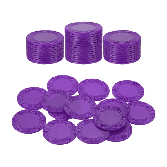 Uxcell 50 Pack Plastic Poker Chips, 38mm Mini Bingo Chips Learning Counters Counting Counters Disks Markers Opaque Game Tokens for Game Play Math Counting, Purple, Pattern