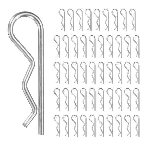 Uxcell 50-Pack R-Shaped Cotter Pin, M1.2x25mm Stainless Steel Hairpin Hardware Spring R Clips Heavy Retainer Pins