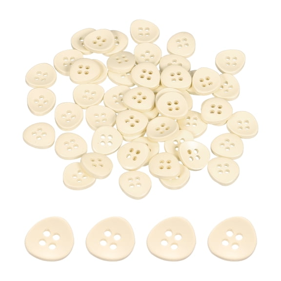 Uxcell 50 Pack Resin Buttons, 7/16" (11mm) 4 Holes Solid Color Sewing Craft Shirt Buttons for Sewing Blouse Coat Windbreaker Hat Doll Decoration DIY Crafts (Triangle, Beige)