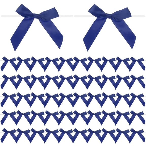 Uxcell 50-Pack Satin Ribbon Twist Tie Bows, 2.4x2.8 Inch Bow Twist Ties for Craft DIY/Baked Goods [Dark Blue]