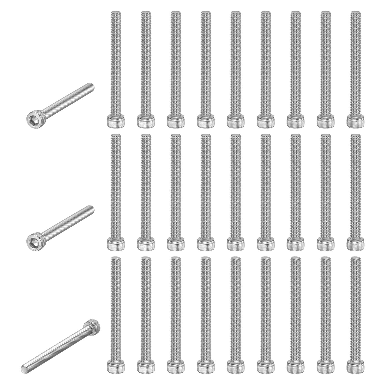 Uxcell 50-Pack Socket Head Cap Screws Bolts M5x55mm 0.8mm Pitch Stainless Steel for String Trimmer Chainsaw [Silver]
