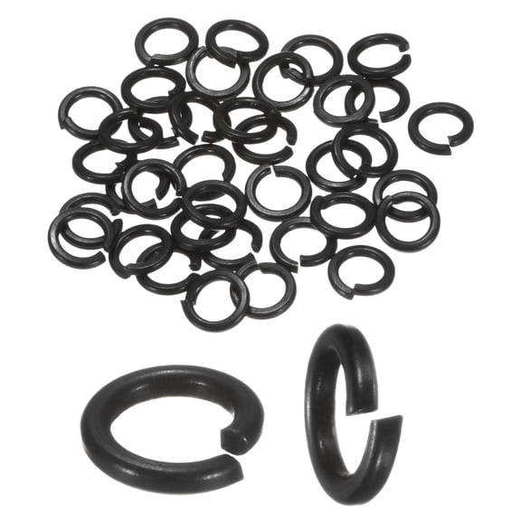 Uxcell 50-Pack Spring Lock Washer, M4 Stainless Steel Electroplating Black Coating Elastic Gasket Screw Fasteners