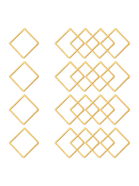 50 Pack Square Earring Beading Hoop, 12x12mm Open Beading Hoop, Gold Tone
