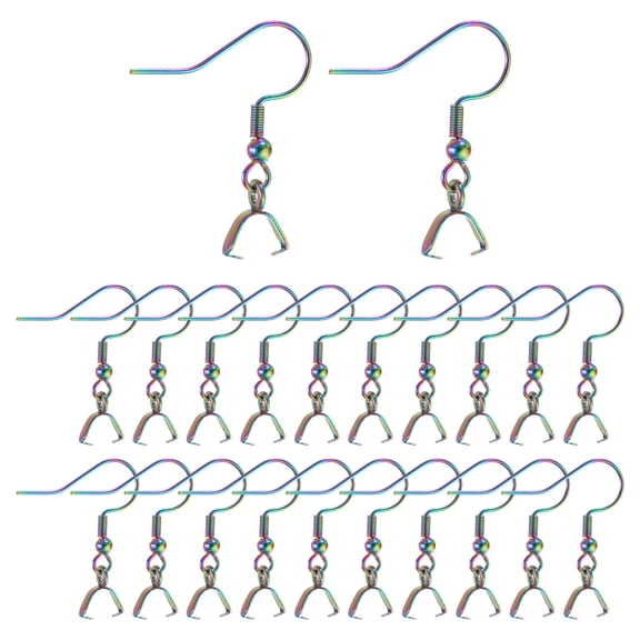 Uxcell 50 Pack Stainless Steel Earring Hooks, Ear Wires Fish Hook French Earring Hooks with Pinch Bail Clasp Earring Findings for DIY Jewelry Making, Colorful