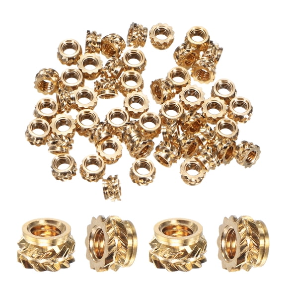 Uxcell 50-Pack Threaded Inserts - M3 x 3mm Brass Heat Set Insert Nuts 5mm OD
