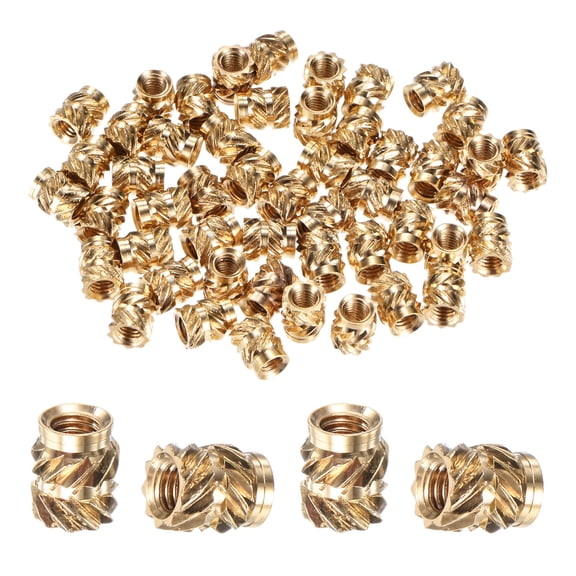 Uxcell 50-Pack Threaded Inserts - M3 x 6mm Brass Heat Set Insert Nuts 5mm OD