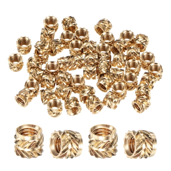 Uxcell 50-Pack Threaded Inserts - M4 x 5mm Brass Heat Set Insert Nuts 6mm OD
