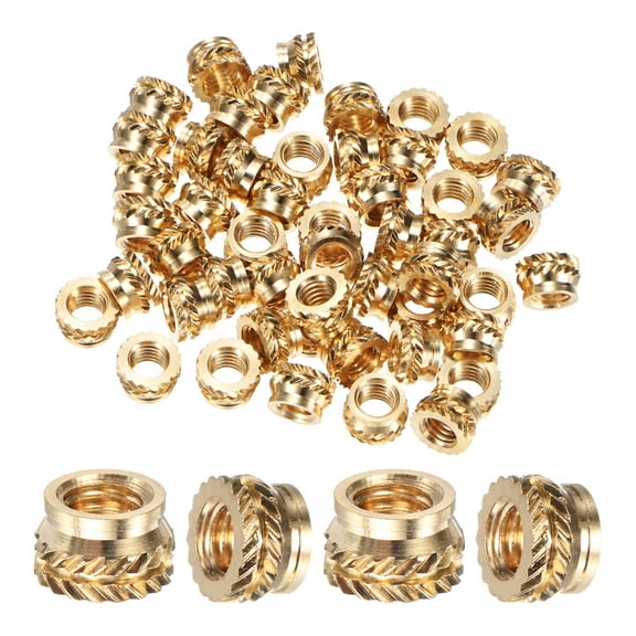 Uxcell 50-Pack Threaded Inserts - M5 x 5mm Brass Heat Set Insert Nuts 8mm OD