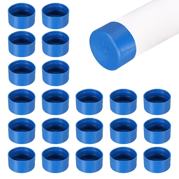 Uxcell 50 Pack Tube End Cap Plastic Hole Plugs, 1.65" x 0.87" Round Tube Pipe Cap Cover Screw Thread Protective Sleeve Fit 1.57" OD Tube for Tubing, Fence Railing, Pipe Post, Blue