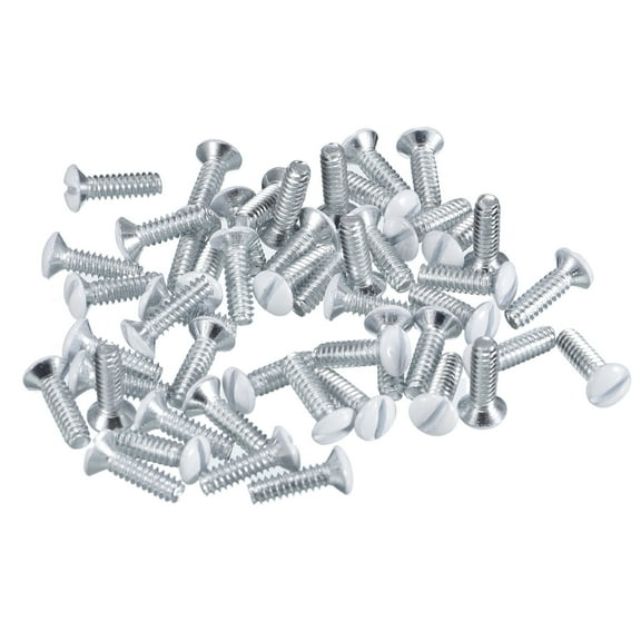 Uxcell Carbon Steel Wall Plate Screws Outlet Screws Oval Head Milled Slot Panel Switch Plate Screws Silver White 1/2" 50Pcs