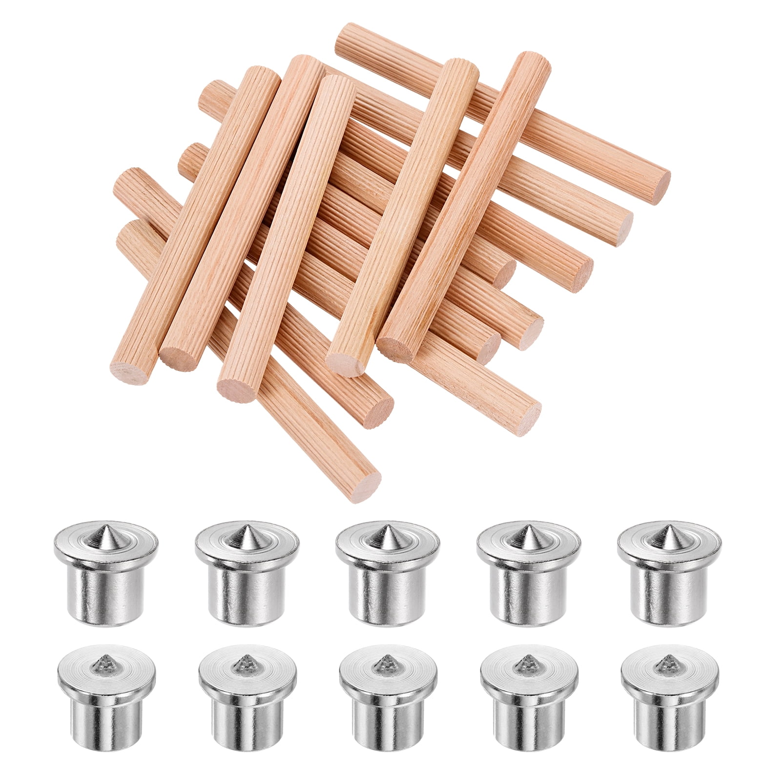 Grooved Rod Uxcell 50 Pack Wood Dowel Pins, 15/32