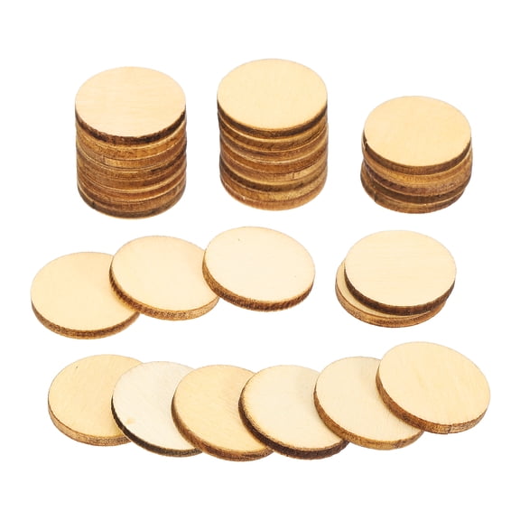 Uxcell 50 Pcs 0.8 Inch Unfinished Wood Circles for Crafts, Wood Round Slices Natural Round Wooden Disc Cutouts for DIY Crafts Painting Engraving Door Hanger Sign Home Decor