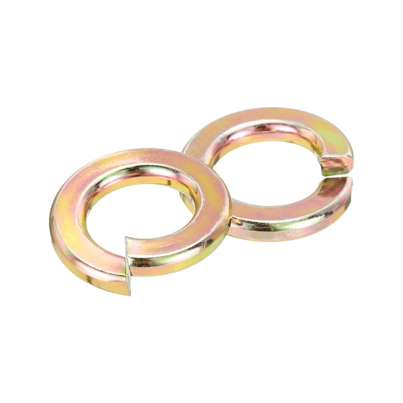 Uxcell 50 Pcs 1/4" Split Lock Washer, Spring Lock Washer Carbon Steel Split Locking Ring Color Zinc Plated for Screws Bolts Furniture Home Applications, Yellow