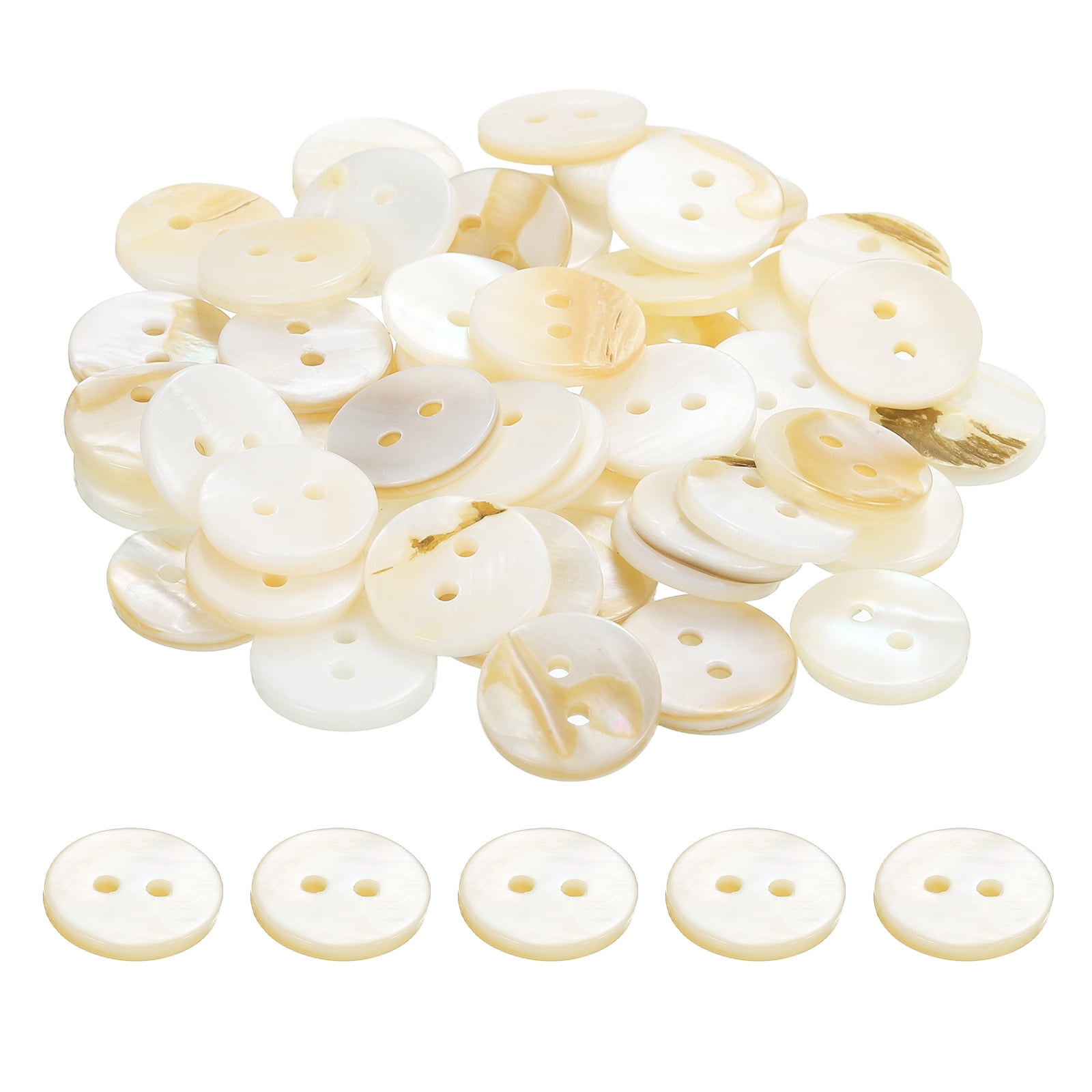 Uxcell 50 Pcs 11.5mm Mother of Pearl Buttons, 2 Holes MOP Natural Pearl ...