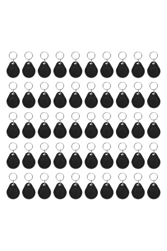 50 Pcs 13.56MHz UID Writable Rewritable Smart Key Fobs for Access, Black