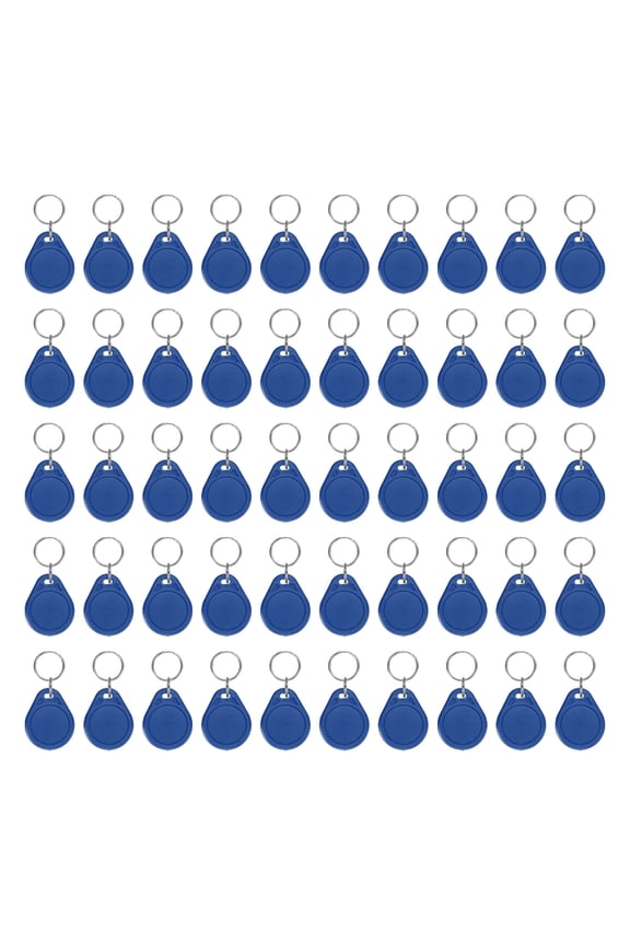 50 Pcs 13.56MHz UID Writable Rewritable Smart Key Fobs for Access, Blue