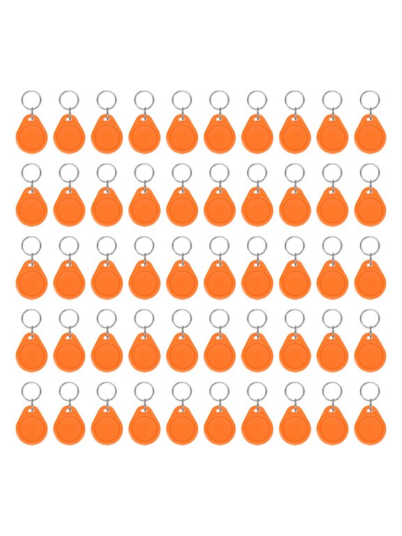 50 Pcs 13.56MHz UID Writable Rewritable Smart Key Fobs for Access, Deep Orange