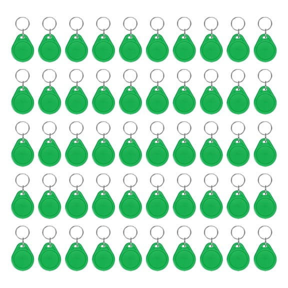 Uxcell 50 Pcs 13.56MHz UID Writable Rewritable Smart Key Fobs for Access, Green