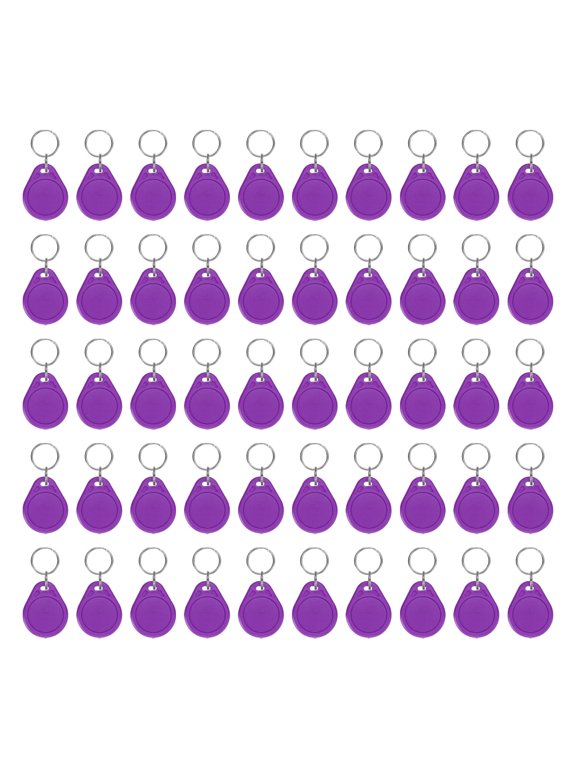 50 Pcs 13.56MHz UID Writable Rewritable Smart Key Fobs for Access, Purple