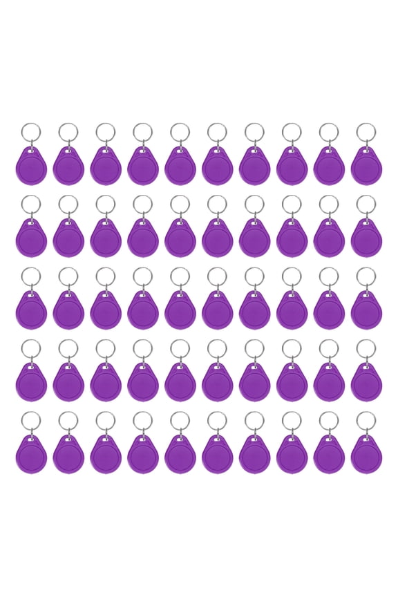 50 Pcs 13.56MHz UID Writable Rewritable Smart Key Fobs for Access, Purple