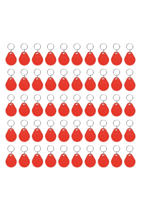 50 Pcs 13.56MHz UID Writable Rewritable Smart Key Fobs for Access, Red