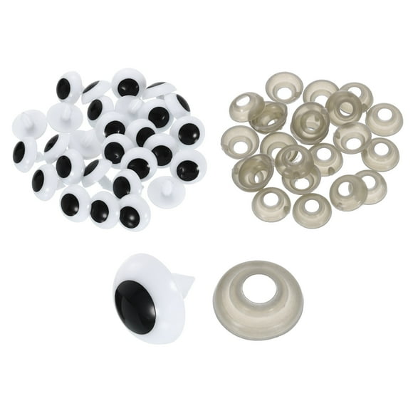 Uxcell 50 Pcs 20mm Plastic Safety Eyes for Crocheting with Washers for Animals, White