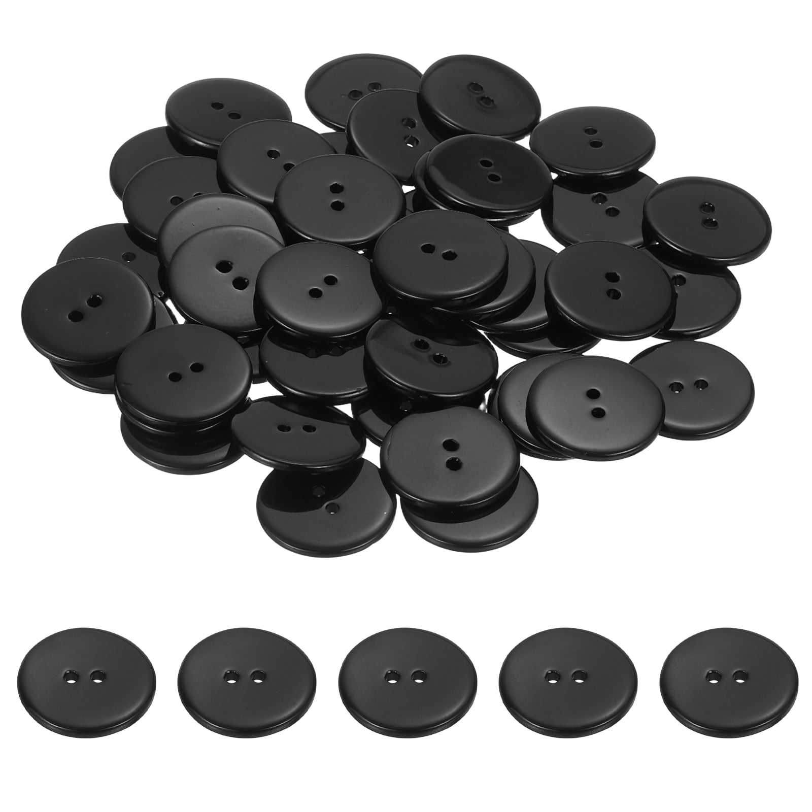 Uxcell 50 Pcs 25mm Mother of Pearl Buttons, 2 Holes MOP Natural Pearl Shell Buttons for Sewing Clothes Coat Suits Shirt DIY Craft Decoration, Black