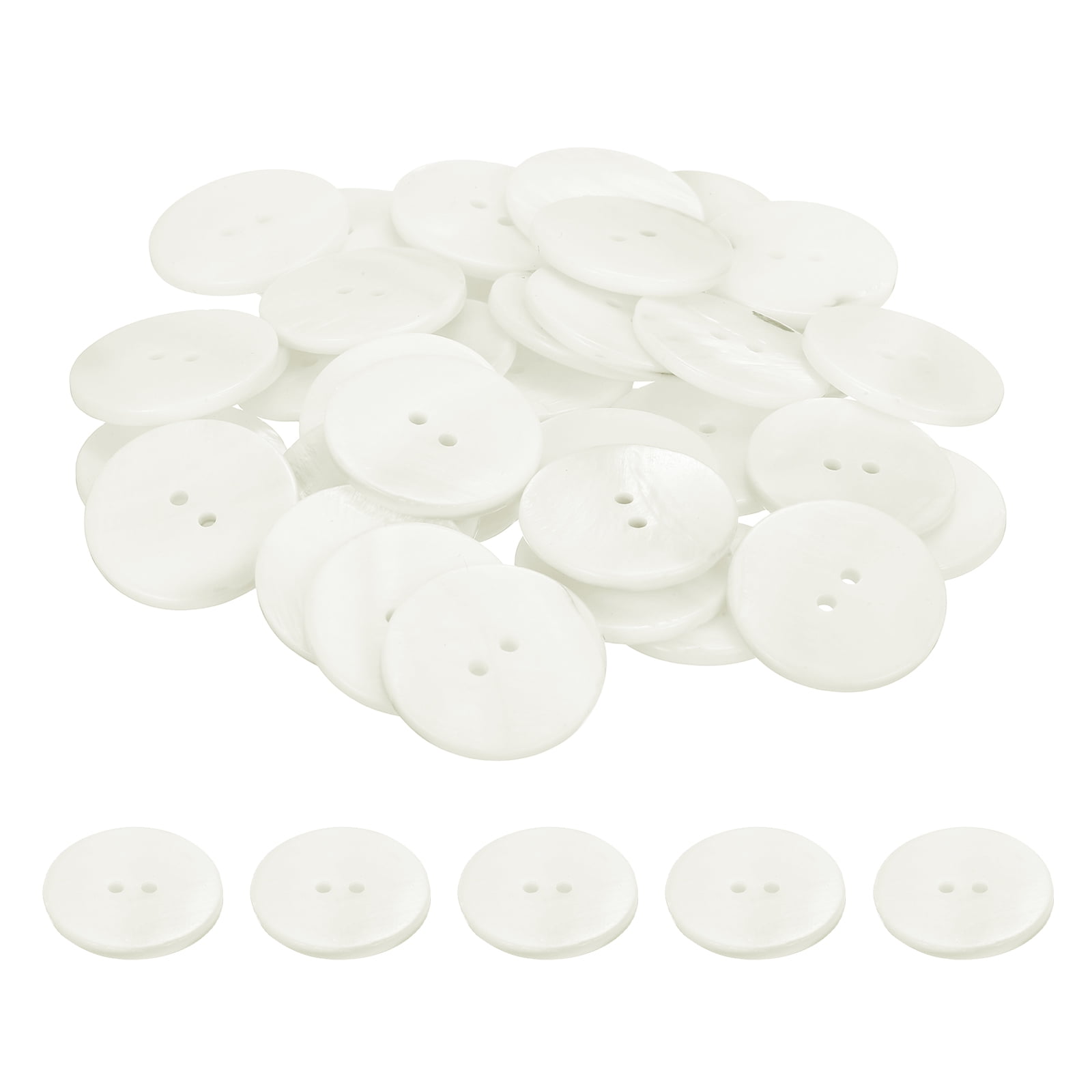 Uxcell 50 Pcs 25mm Mother of Pearl Buttons, 2 Holes MOP Natural Pearl Shell Buttons for Sewing Clothes Coat Suits Shirt DIY Craft Decoration, White