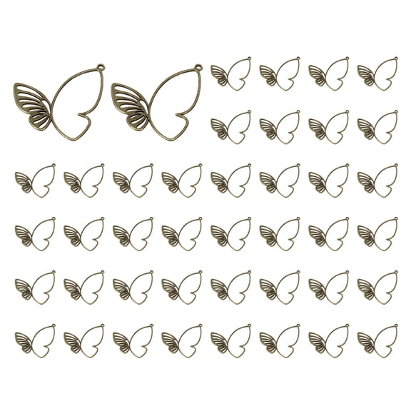 Uxcell 50 Pcs Alloy Butterfly Charm Open Back Bezel Frame, Dark Bronze, 1.54" x 1.5"