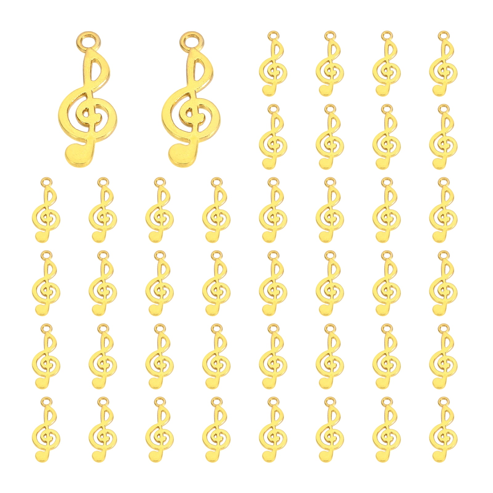 Uxcell 50 Pcs Alloy Musical Note Charm,Gold Tone, 1 x 0.4 Inch ...