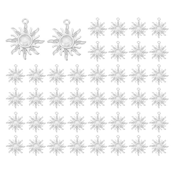 Uxcell 50 Pcs Alloy Sun Charm, Light Silver, 1.1 x 1 Inch