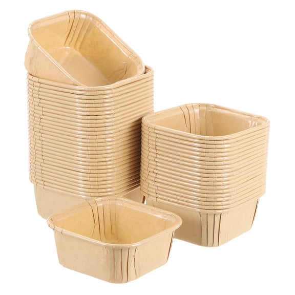 Uxcell 50 Pcs Aluminum Foil Cupcake Liners, Greaseproof Muffins Baking Cupcakes for Wedding Birthday Party Decoration, Khaki (Square)