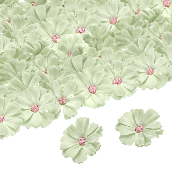 Uxcell 50 Pcs Artificial Daisies Flower Heads 1.8" Silk Fake Daisies Heads Artificial Flowers Bulk Light Green