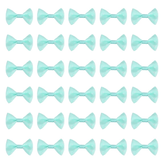 Uxcell 50 Pcs Blue White Dot Polka Dot Ribbon Bow Ties 1.5" x 1" Mini Bowknot for Crafting Little Satin Bows Bulk for DIY Sewing Scrapbooking Wedding Gift Present Home Decoration