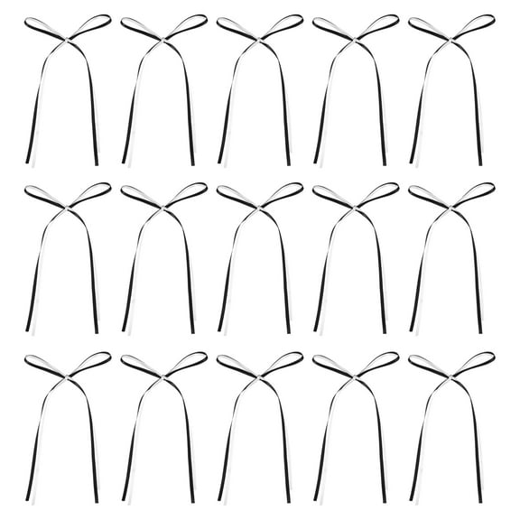 Uxcell 50 Pcs Bow Cake Decors, 3.3x5.1 Inch Bow Cupcake Decors Satin Bowknot Bow Party Decorations for Cake Dessert Craft DIY Decorating Wedding Birthday Party, Black White