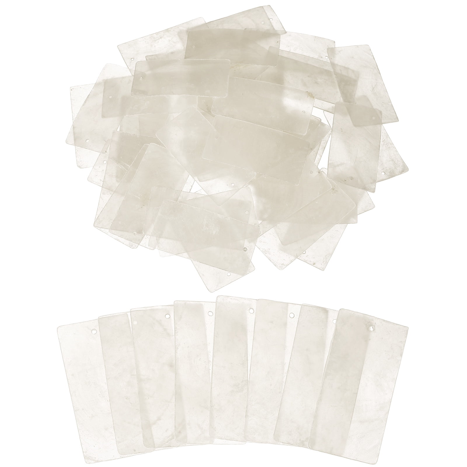 Uxcell 50 Pcs Capiz Shells, 30 mm x 60 mm Natural White Square Mica Sheets Single Hole for DIY Craft Making Wind Chimes Home Decoration Wedding Decorations