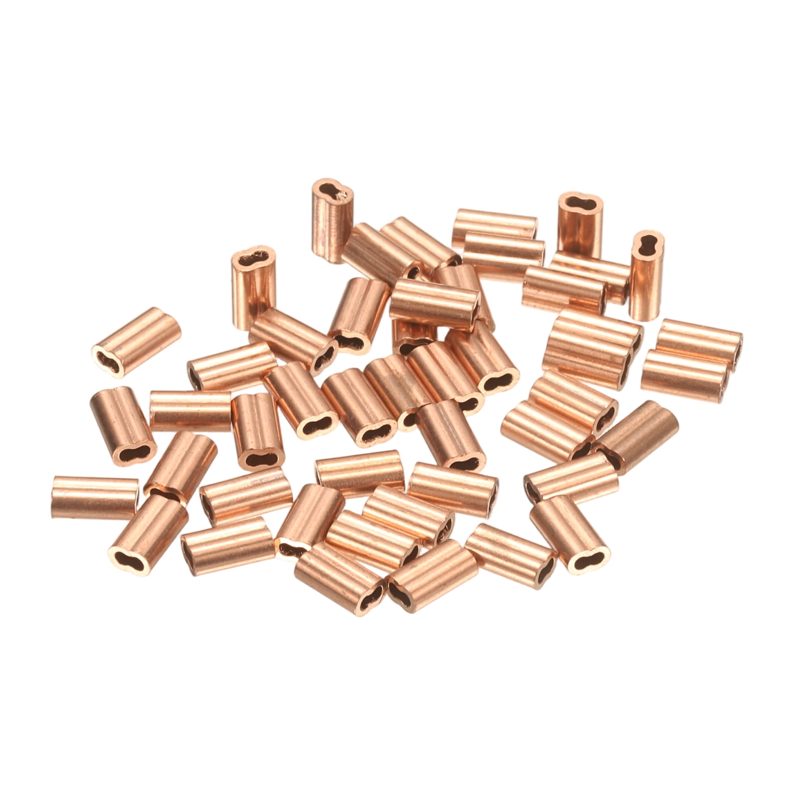 Uxcell 50 Pcs Copper Crimping Loop Sleeve, 7 x 4mm / 0.3 x 0.2Inch Oval ...