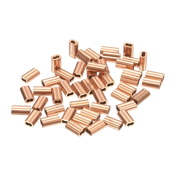 Uxcell 50 Pcs Copper Crimping Loop Sleeve, 7 x 4mm / 0.3 x 0.2Inch Oval Wire Rope Loop Sleeve Crimps Ferrule, for Wire Rope and Electric Wires End Assortment
