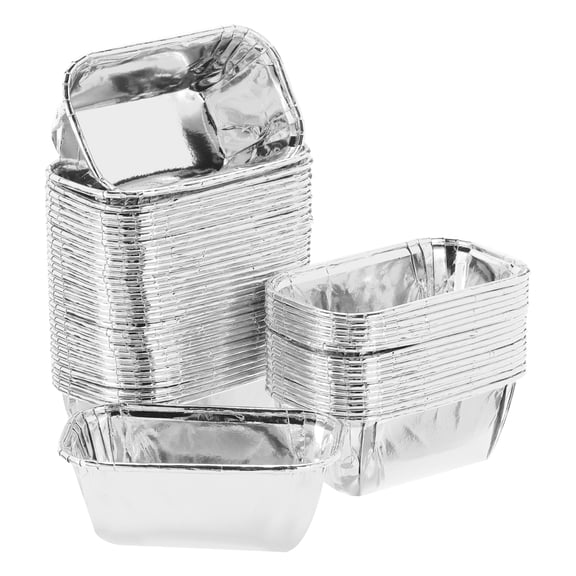Uxcell 50 Pcs Double-sided Aluminum Foil Cupcake Liners, Greaseproof Muffins Baking Cupcakes for Wedding Birthday Party Decoration, Silver (Rectangle)